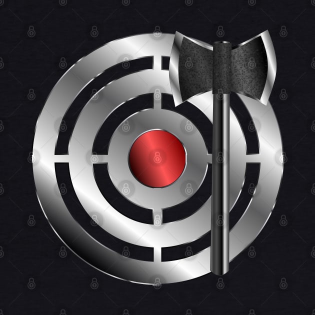 Silver Target w/ Red Bullseye Throwing Axe Kit by geodesyn